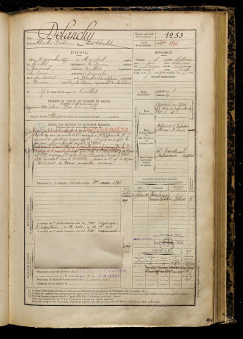 Delanchy, Charles Frédéric, né le 11 novembre 1873 à Maurepas (Somme), classe 1893, matricule n° 1253, Bureau de recrutement de Péronne
