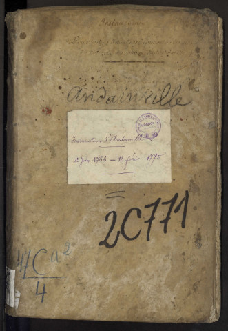 Insinuations du bureau d'Andainville pour la période du 13 juin 1766 au 13 février 1775