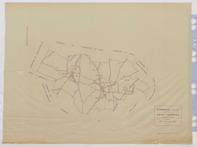 Plan du cadastre rénové - Aigneville : tableau d'assemblage (TA)