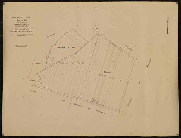 Plan du cadastre rénové - Beaumetz : section ZC