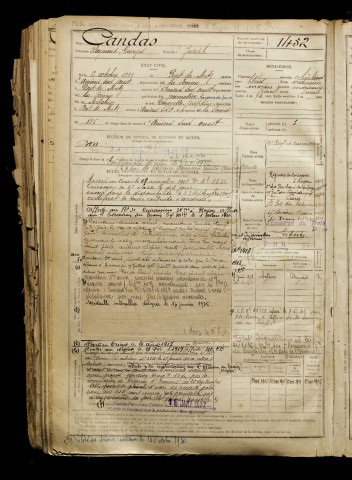 Candas, Raymond Georges, né le 06 octobre 1881 à Pont-de-Metz (Somme), classe 1901, matricule n° 1452, Bureau de recrutement d'Amiens
