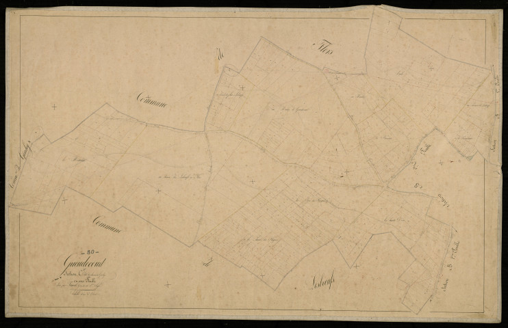 Plan du cadastre napoléonien - Gueudecourt : Chemin de Ginchy (Le), C