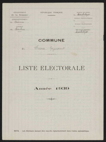 Liste électorale : Fresnes-Mazancourt
