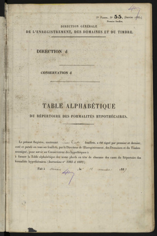 Table alphabétique du répertoire des formalités, de Barbet à Bazile, registre n° 6 (Abbeville)