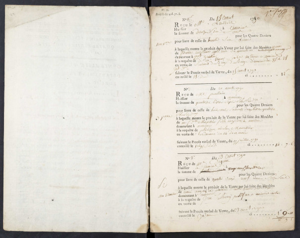 Sommier de recette de rentes et redevances domaniales de biens affermés du bureau d’Amiens pour la période 1780-1792