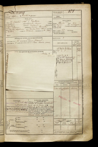 Lamy, Alphonse Hippolyte Marcel, né le 25 décembre 1896 à Contoire (Somme), classe 1916, matricule n° 101, Bureau de recrutement de Péronne