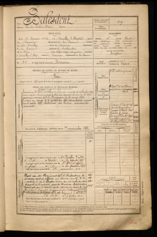 Balesdent, Charles Frédéric Désiré, né le 23 janvier 1868 à Neuilly-l'Hôpital (Somme), classe 1888, matricule n° 619, Bureau de recrutement d'Abbeville
