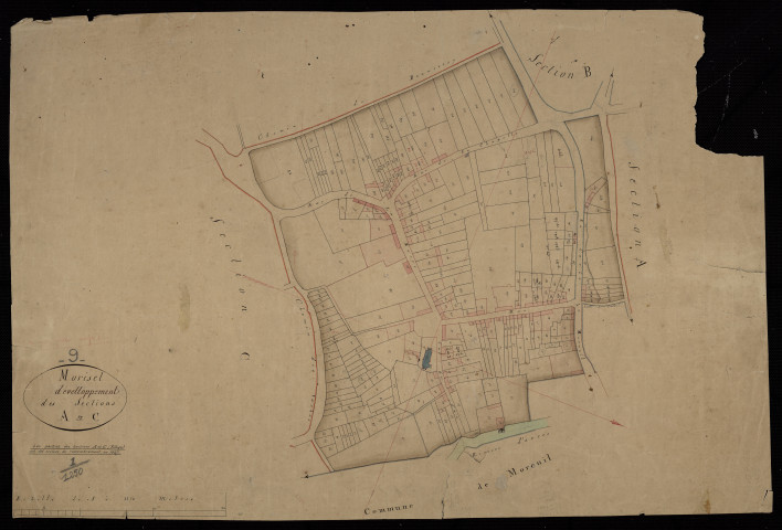 Plan du cadastre napoléonien - Morisel : développement des sections A et C