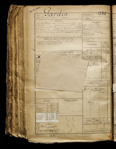 Gardin, Marcel Albert, né le 23 février 1897 à Fressenneville (Somme), classe 1917, matricule n° 1380, Bureau de recrutement d'Abbeville