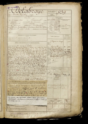 Delabroye, Camille Augustin Auguste, né le 05 mars 1890 à Friaucourt (Somme), classe 1910, matricule n° 939, Bureau de recrutement d'Abbeville