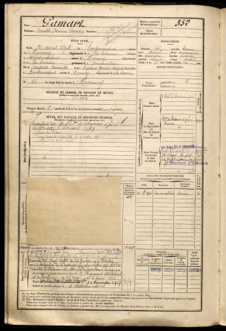 Gamart, Aimable Edouard Romulus, né le 26 avril 1874 à Lafresguimont-Saint-Martin (Somme), classe 1894, matricule n° 352, Bureau de recrutement d'Amiens