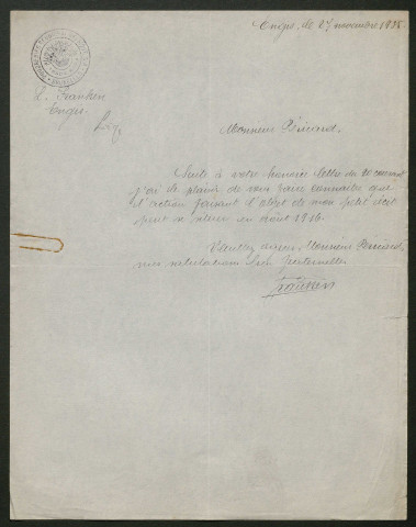 Témoignage de Francken, L. et correspondance avec Jacques Péricard