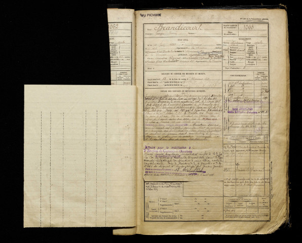 Brandicourt, Georges Firmin, né le 12 juin 1898 à Amiens (Somme), classe 1918, matricule n° 1063, Bureau de recrutement d'Amiens