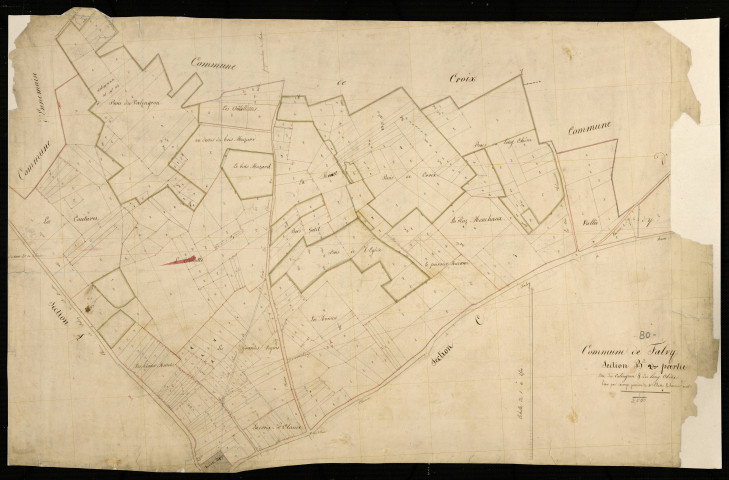 Plan du cadastre napoléonien - Falvy : Valingron (Le) ; Lond du Chêne (Le), B2