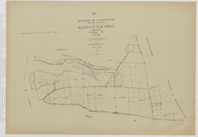 Plan du cadastre rénové - Sailly-le-Sec : section Z