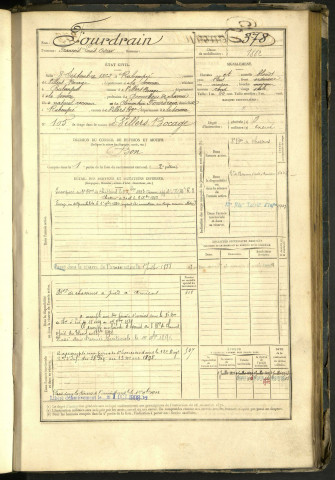 Fourdrain, François Louis Oscar, né le 8 septembre 1862 à Rubempré (Somme, France), classe 1882, matricule n° 378, Bureau de recrutement d'Amiens