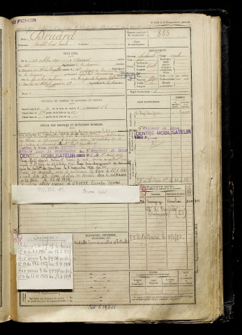 Druard, Michel Louis Emile, né le 13 octobre 1897 à Amiens (Somme), classe 1917, matricule n° 885, Bureau de recrutement d'Amiens