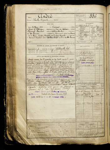 André, Charles Auguste, né le 21 mai 1898 à Frévent (Pas-de-Calais), classe 1918, matricule n° 336, Bureau de recrutement d'Abbeville