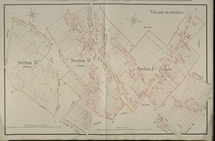 Plan du cadastre napoléonien - Rosières-en-Santerre (Rozières) : Village (Le), C3, D3 et D5