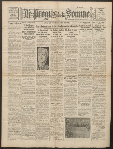 Le Progrès de la Somme, numéro 18958, 26 juillet 1931