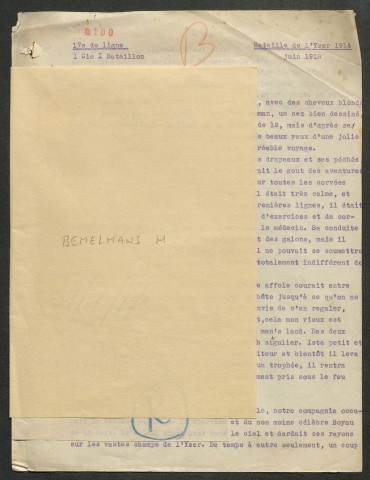 Témoignage de Bacquet, Jean et correspondance avec Jacques Péricard