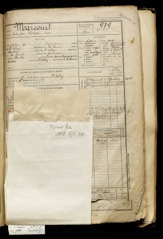 Marcourt, Jules Jean Philippe, né le 13 mai 1898 à Cayeux-sur-Mer (Somme), classe 1918, matricule n° 979, Bureau de recrutement d'Abbeville