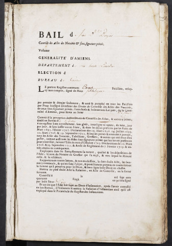 Contrôle des actes du bureau de Corbie pour la période du 24 juillet 1743 au 1er novembre 1744