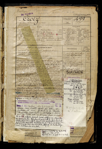 Croizé, Léonce Thibaut Lucien, né le 18 février 1899 à Coulonvillers (Somme), classe 1919, matricule n° 499, Bureau de recrutement d'Abbeville