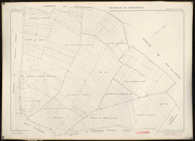 Plan du cadastre rénové - Acheux-en-Amiénois : section A