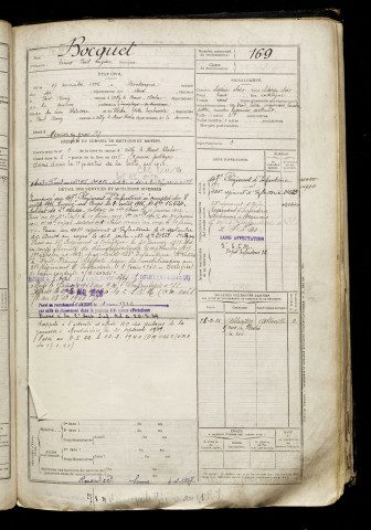 Bocquet, Ernest Paul Eugène, né le 17 novembre 1896 à Dunkerque (Nord), classe 1916, matricule n° 169, Bureau de recrutement d'Abbeville