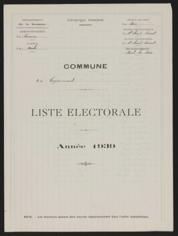 Liste électorale : Cizancourt