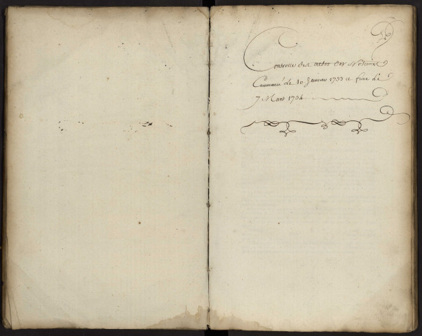 Contrôle des actes du bureau d'Albert pour la période du 10 janvier 1733 au 7 mars 1734