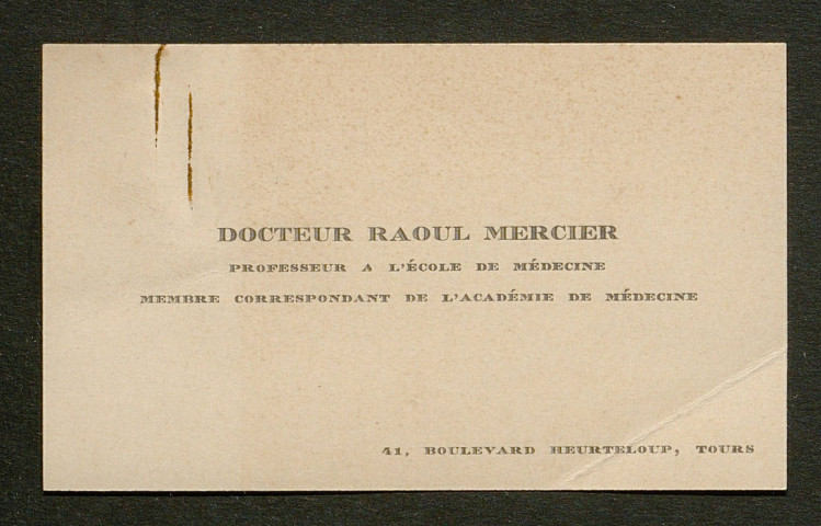 Témoignage de Mercier, Raoul (Docteur - Médecin major) et correspondance avec Jacques Péricard