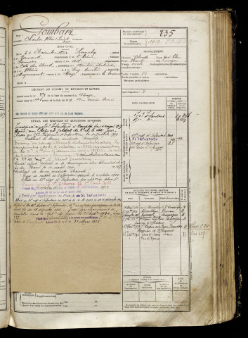 Gombart, Charles Albéri Sainte Ange, né le 26 novembre 1896 à Lanchy (Aisne), classe 1916, matricule n° 835, Bureau de recrutement de Péronne