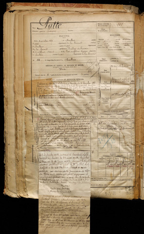 Patte, Oscar François, né le 05 octobre 1872 à Doullens (Somme), classe 1892, matricule n° 101, Bureau de recrutement d'Abbeville