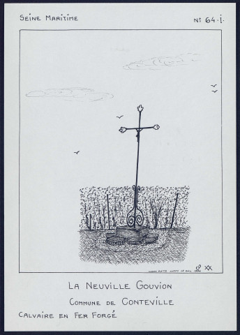 La Neuville-Gouvion (commune de Conteville, Seine-Maritime) : calvaire en fer forgé - (Reproduction interdite sans autorisation - © Claude Piette)