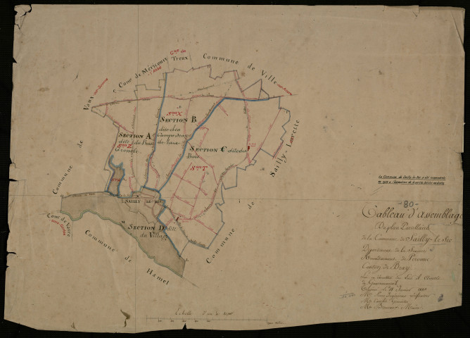 Plan du cadastre napoléonien - Sailly-le-Sec : tableau d'assemblage