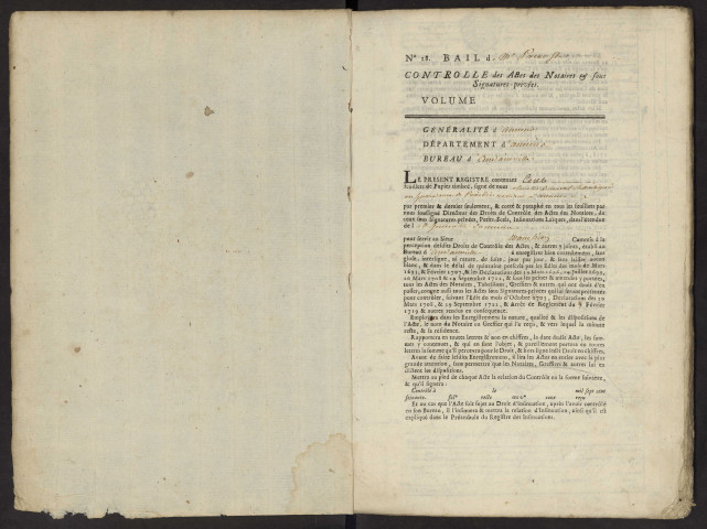 Contrôle des actes du bureau d'Andainville pour la période du 28 mai 1697 au 10 août 1717