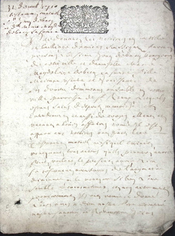 Etude de Me Nicolas Carpentier à Amiens (étude n°16). Minutes de l'année 1710