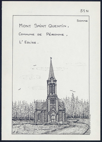 Mont-Saint-Quentin (commune de Péronne) : l'église - (Reproduction interdite sans autorisation - © Claude Piette)