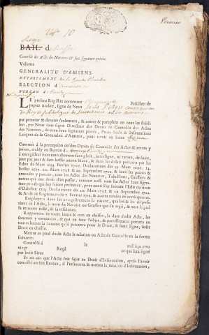 Contrôle des actes du bureau de Conty pour la période du 31 décembre 1725 au 9 octobre 1726