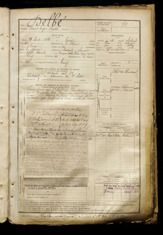 Delbé, Raoul Eugène Charles, né le 29 avril 1879 à Crécy-en-Ponthieu (Somme), classe 1899, matricule n° 711, Bureau de recrutement d'Abbeville