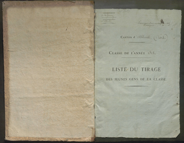 Tirage au sort (arrondissement d'Abbeville) de l'année 1818