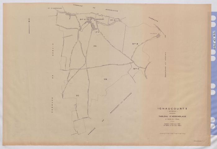 Plan du cadastre rénové - Ignaucourt : tableau d'assemblage (TA)