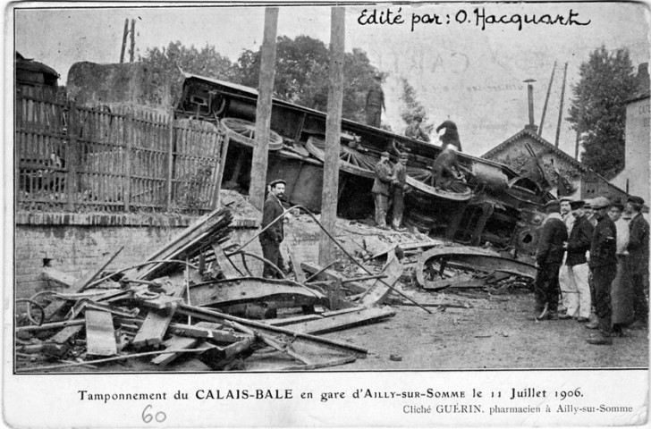 Tamponnement du CALAIS-BALE en gare d'Ailly sur Somme le 11 juillet 1906