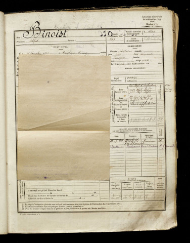 Binoist, Alfred, né le 18 novembre 1896 à Monchaux-Soreng (Seine-Maritime), classe 1916, matricule n° 540, Bureau de recrutement d'Amiens