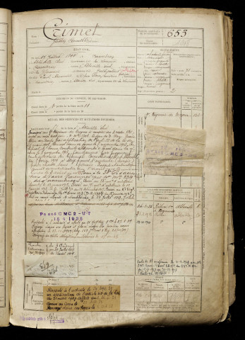 Crimet, Gaston Camille, né le 17 juillet 1890 à Cambron (Somme), classe 1910, matricule n° 653, Bureau de recrutement d'Abbeville