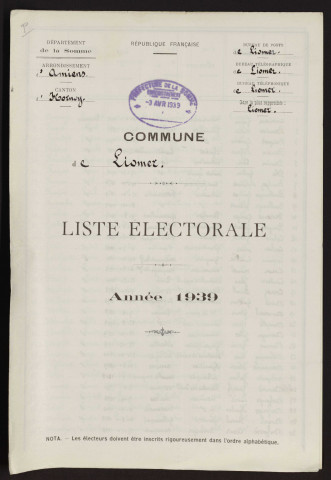 Liste électorale : Liomer