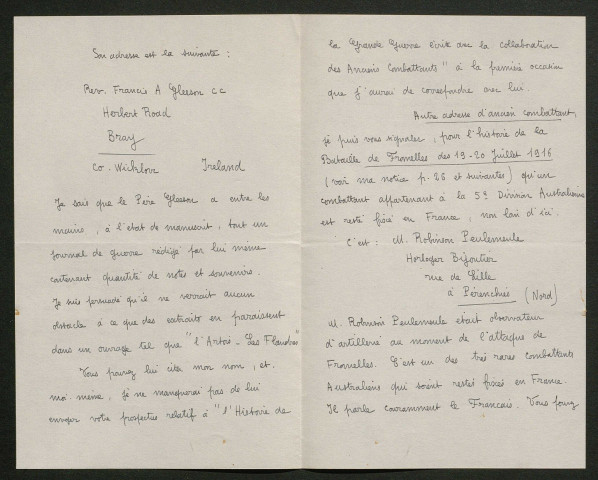Témoignage de Deschamps, Jean et correspondance avec Jacques Péricard