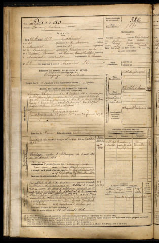 Darras, Renaud Antoni, né le 25 mars 1872 à Amiens (Somme), classe 1892, matricule n° 386, Bureau de recrutement d'Amiens